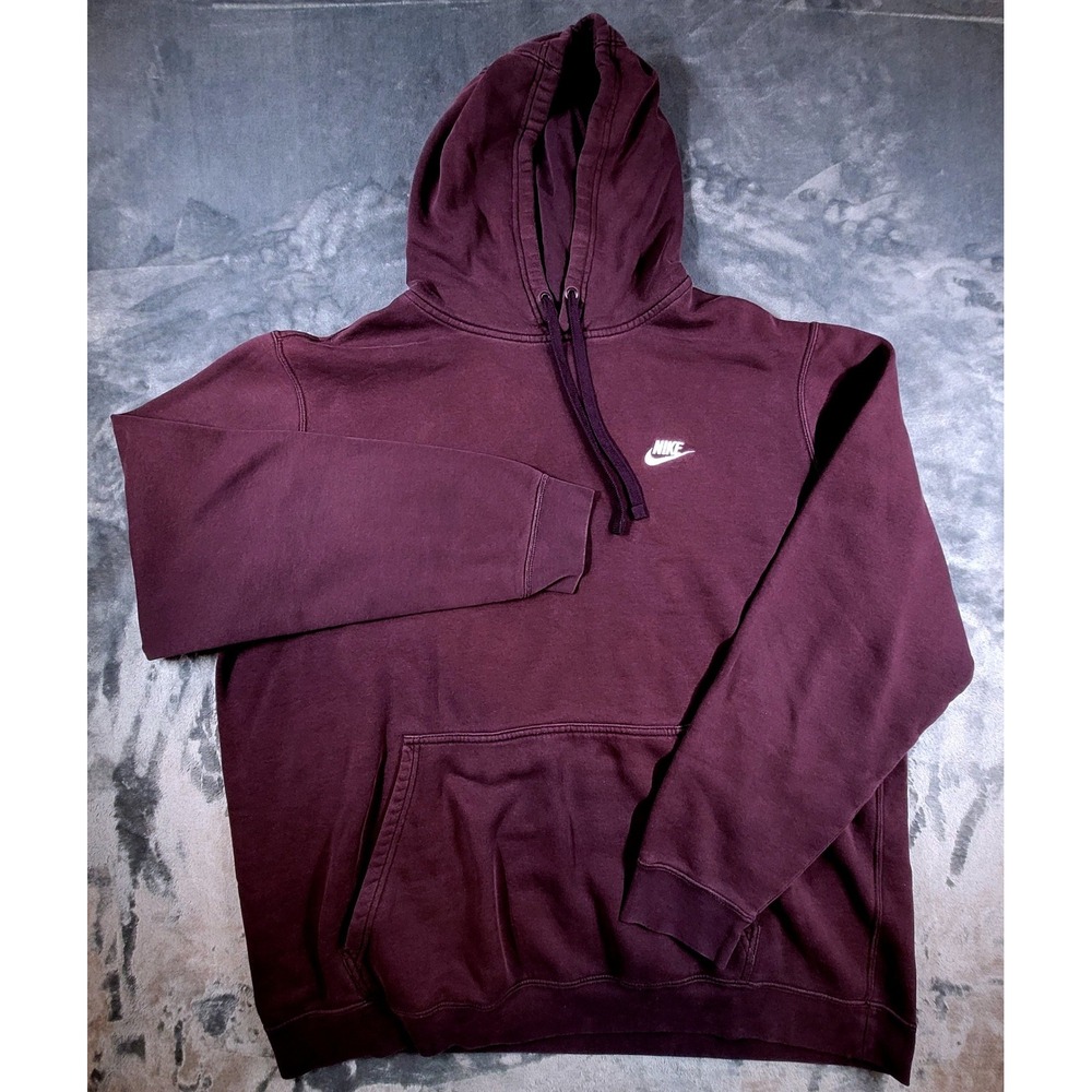 Nike Sportswear Club Fleece Hoodie Burgundy Maroon Pullover 804346-652 Mens‎ XXL